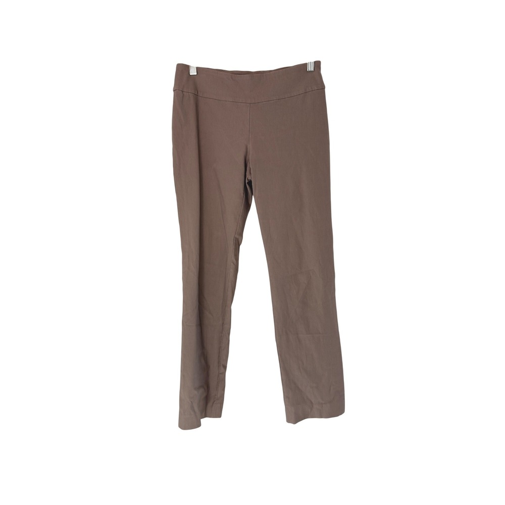 Nic +‎ Zoe Ankle Dress Pants Taupe Pull On Stretch Trousers Office Work 2 Petite